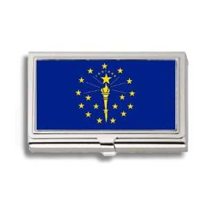  Indiana State Flag Business Card Holder Metal Case: Office 