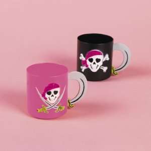   : 12 Plastic Pink Pirate Girl Mugs Perfect Pirate Cups: Toys & Games