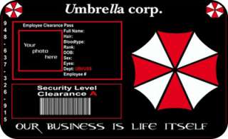 Umbrella Corporation Security Pass Resident Evil Wesker  