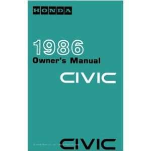  1986 HONDA CIVIC Owners Manual User Guide: Automotive