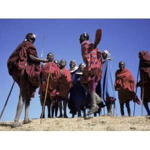 Masai Warriors Performing Jumping Dance, Serengeti Park 