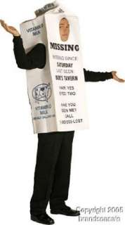  Adult Funny Missing Person Milk Carton Costume: Clothing