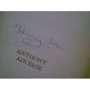  Allen, Hervey Anthony Adverse 1933 Book Signed Autograph 