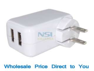 Port USB AC Wall Charger Adapter + USB Car Charger for Apple iPad 1 