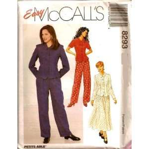  McCalls Sewing Pattern 8293 Misses Top, Pull on Pants 