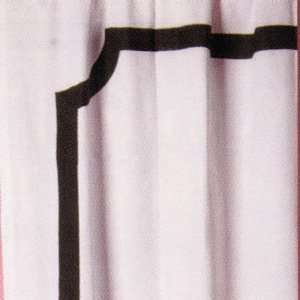   Applique Shower Curtain   Black Tape Border on White