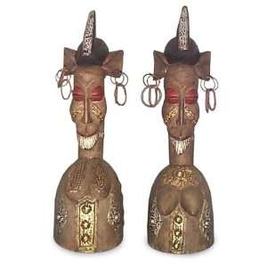  Wood statuettes, Senufo Man and Wife (pair): Home 