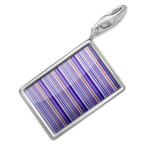 FotoCharms Blue stripe design / pattern   Charm with Lobster Clasp 
