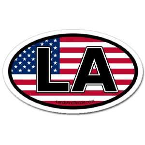 Louisiana LA and US Flag Car Bumper Sticker Decal Oval