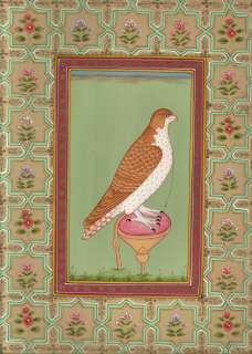   Miniature Painting Indian HANDMADE Falconry Bird Watercolor Paper Art
