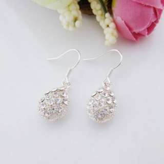 Crystals Silver Plated TearDrop Dangle Earrings Jewelry  