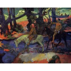  Oil Painting The Ford (Flight) Paul Gauguin Hand Painted 