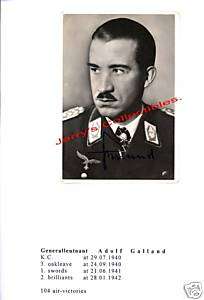 Adolf Galland wartime signed card. Nice  