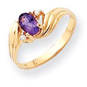  14k .03ct Diamond & Amethyst Birthstone Ring Jewelry