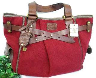 NWT FOSSIL ADRINA Red w Leather Extra Large TOTE Shoulder Bag Purse 