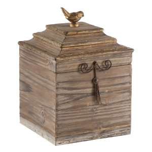  Voler Natural Rustic Tall Wood Box with Gold Accent Bird 