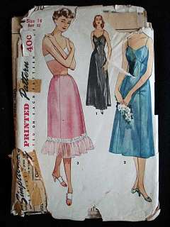 Vintage Pattern Simplicity #4470 Slip & Half Slip 1940  