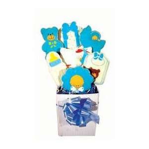 Hand Decorated Cookie Bouquet   New Baby Boy  Grocery 