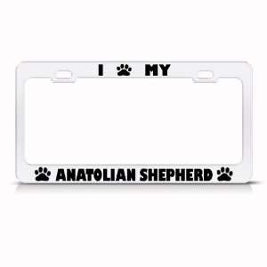  Anatolian Shepherd Dog White Metal License Plate Frame Tag 