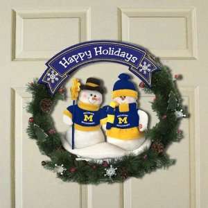 Michigan Wolverines Happy Holidays Wreath  Sports 