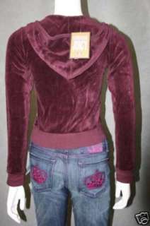Authentic Juicy Couture Velour Hoodie Afterparty Wine P  