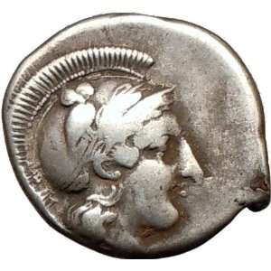 CAMPANIA, HYRIA 400BC Ancient Silver Greek Coin Man headed bull Athena 