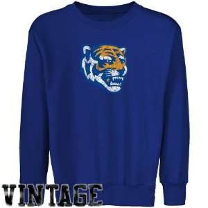  Sweatshirt : Memphis Tigers Youth Royal Blue Distressed Logo Vintage 