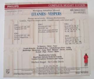 Mozart Litanies, Vespers Etc. 5 CD Set Philips Germany 028942252028 