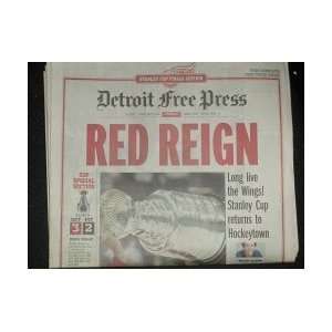 Detroit Red Wings Stanley Cup Champions Detroit Free Press Newspaper 