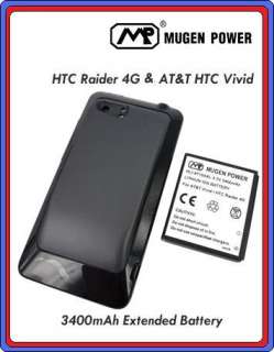   3400mAh EXTENDED LIFE BATTERY& DOOR FOR HTC VIVID AT&T / RAIDER 4G