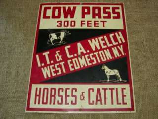 RARE Vintage Cow Pass Farm Sign > Antique Old Store  