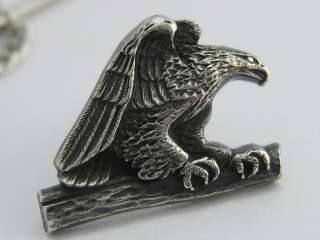 Antique Signed TIFFANY & CO Sterling Silver Emboss Figural Eagle Tie 