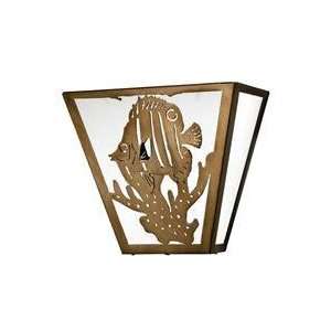   Light Wall Sconce, Antique Copper Finish with White Art Glass Panels
