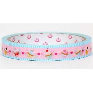  pink cupcakes Sticky Deco Tape with hearts from Japan 