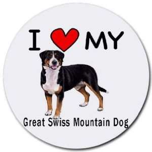  I Love My Great Swiss Mountain Dog Round Mouse Pad Office 