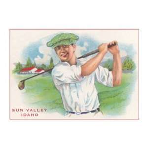  Sun Valley, Idaho, Happy Golfer Premium Poster Print 
