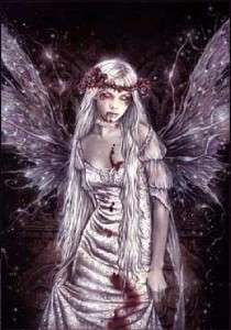 VICTORIA FRANCES Gothic Vampire Dark Demon Goth Fairy Girl Textile 