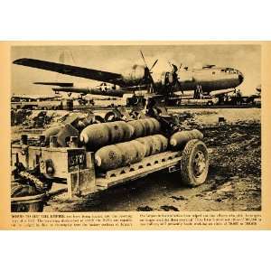 1945 WWII B 29 Superfortress Bomber Bombs Print WW2   Original 