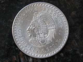 1947 1948 Cinco Pesos Cuauhtemoc 0.900 oz Silver $5 Mexican Sliver 