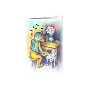  Feel Better Vasectomy Dog Playing Piano Illustration Card 