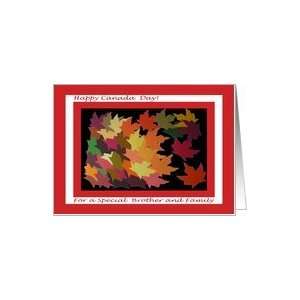  Happy Canada Day Brother and Family, Colorful Maple Leaves Card 