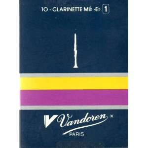  Vandoren Eb Clarinet Reeds, Strength 1 Box of 10 Musical 