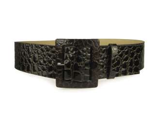Wide Ladies High Waist Croco Print Patent Leather Fashion Belt 