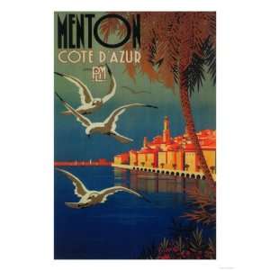  Menton, France   French Riviera Travel Poster No. 1 Giclee 