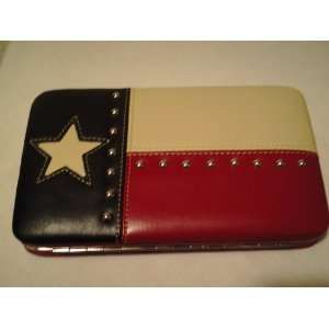  Leather Clutch Purse with Texas State Flag Design Beauty