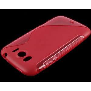 Red S Wave Soft TPU Silicone Skin Case Cover for HTC Sensation XL (G21 
