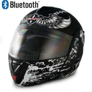 VCAN Bluetooth Modular Flip Up Dual Visor Motorcycle Helmet Black 
