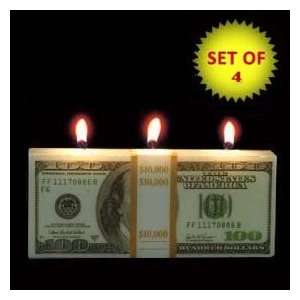  Money To Burn Candle $100 Dollar Bill Design (Set of 4 