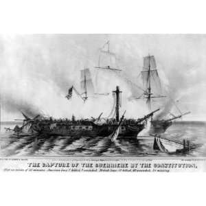  USS Constitution Old Ironsides War of 1812 Litho 8 1/2 X 