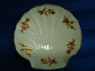 NEW VINTAGE GOLD FLOWERS SHELL SHAPED DISH LIMOGES  